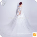 2015 princesa de lujo blanco vestido de bola vestido de boda tapa manga larga cola